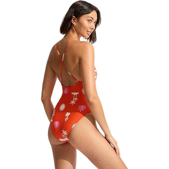 Seafolly LaPalma Scoop Neck One Piece - Tamarillo US SIZE 10 12 - Picture 2 of 2